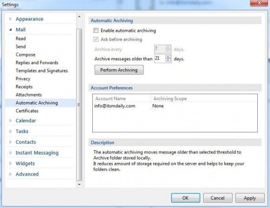 Outlook alternative with Exchange support emclient-archiving