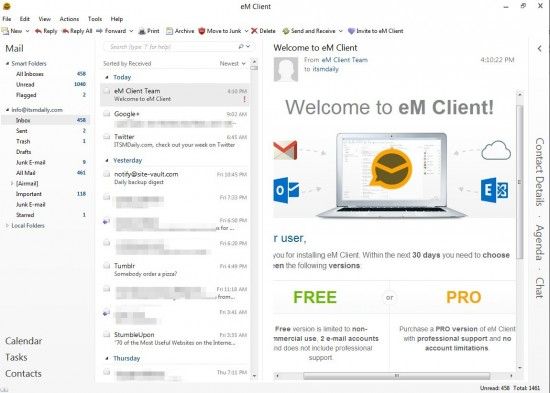 Outlook alternative with Exchange support emclient-email