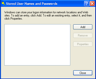 windows stored user names and passwords tool windows