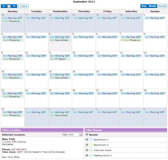 intranet dashboard booking room