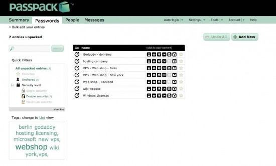 Passpack-dashboard