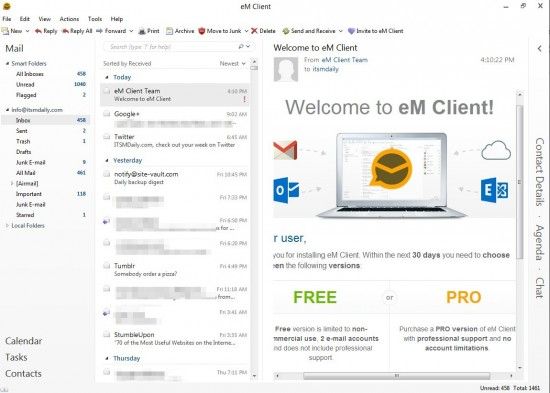 Outlook alternative with Exchange support emclient-email