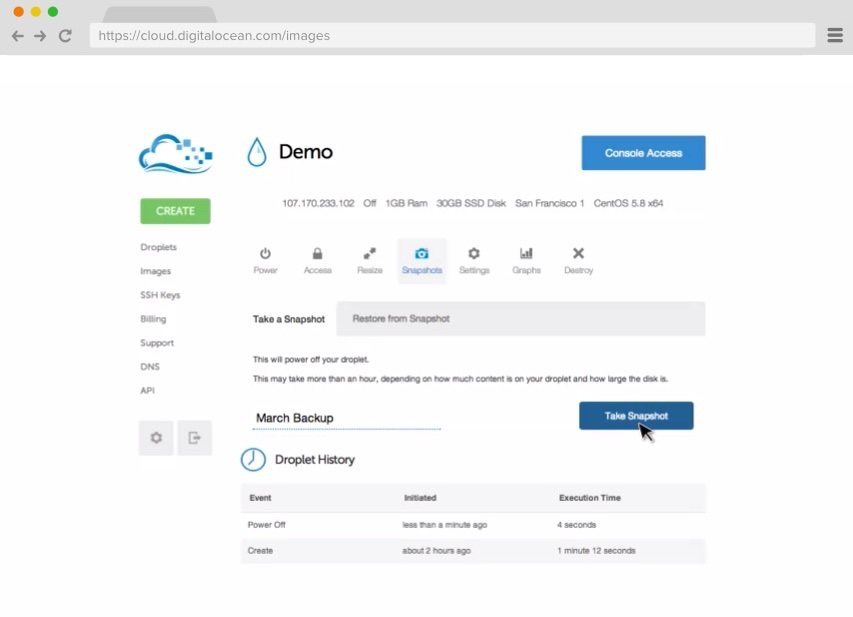 DigitalOcean-snapshot