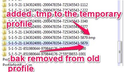 fix temporary profile in windows via regedit